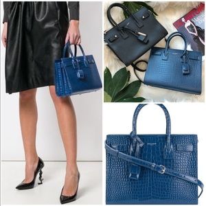 Saint Laurent Sac De Jour Baby Satchel in Crocodile Embossed Leather